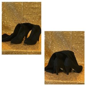 Over the knee suede heel boots